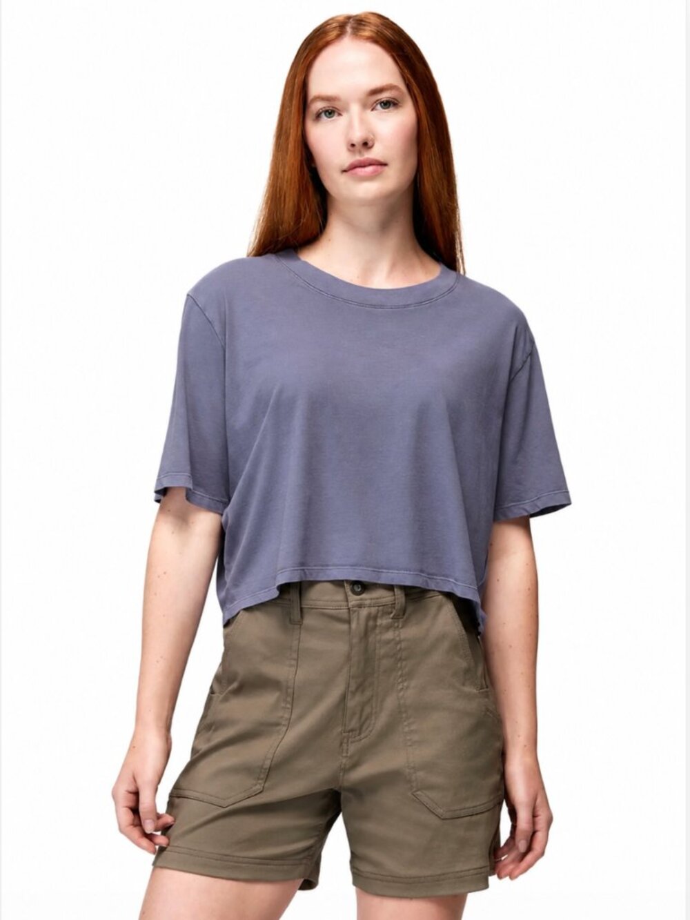 NWT prAna Everyday Crop Tee Organic Cotton Relaxed Crop Taro XS